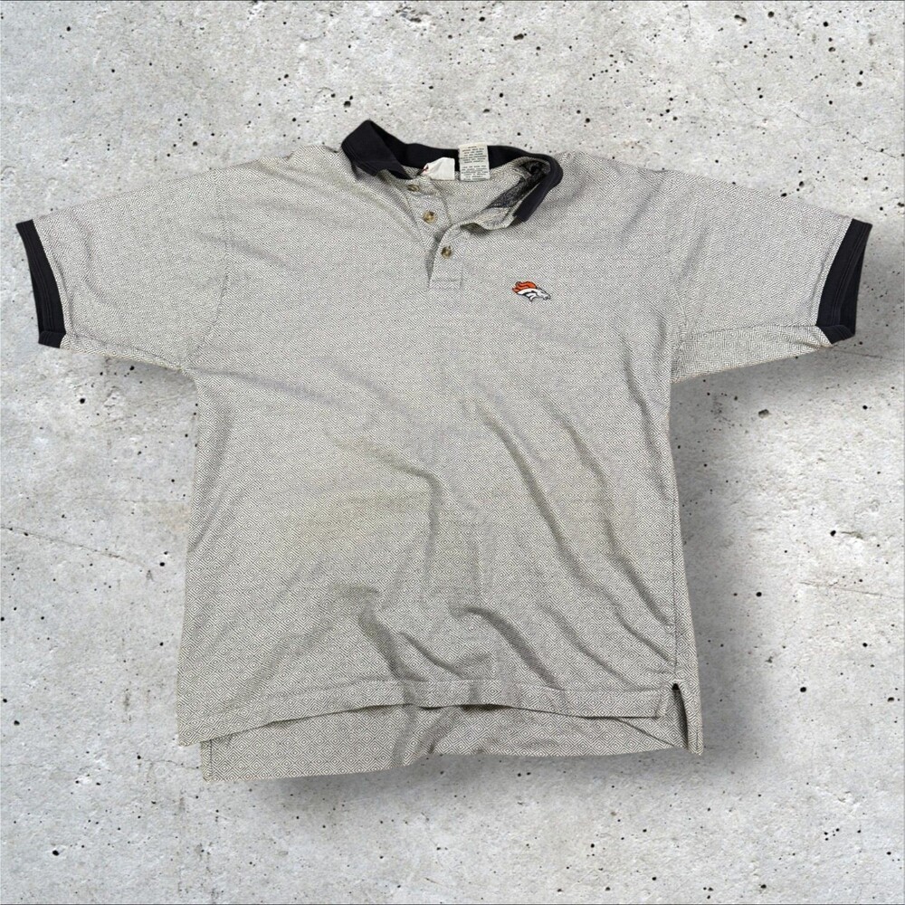 Vintage 90s The Edge Denver Broncos Polo Shirt 1998 Geometric Diamond Men L